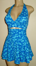 Load image into Gallery viewer, Tie back halter bikini top and flared swim skirt bottom
